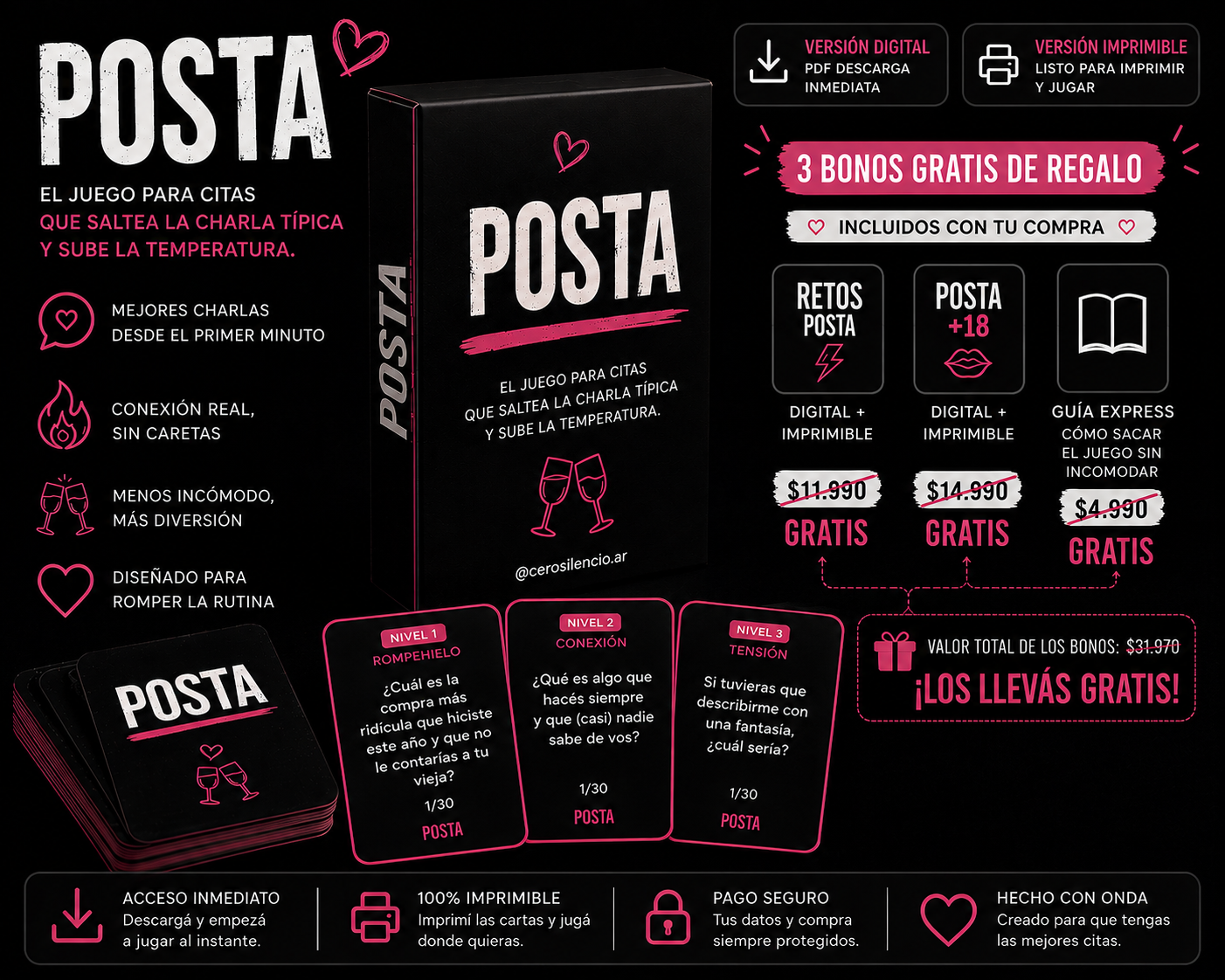 POSTA | El Juego de Preguntas y Retos para Citas + 3 Bonos (Descarga Inmediata)